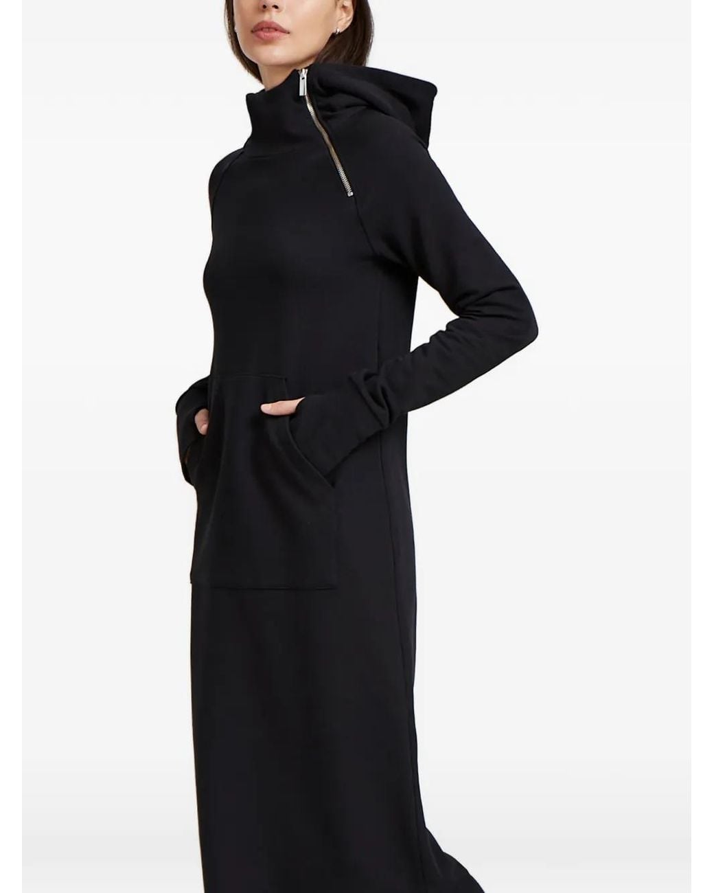 MARCELLA Black Tompkins Zip-Detail Hooded Midi Dress