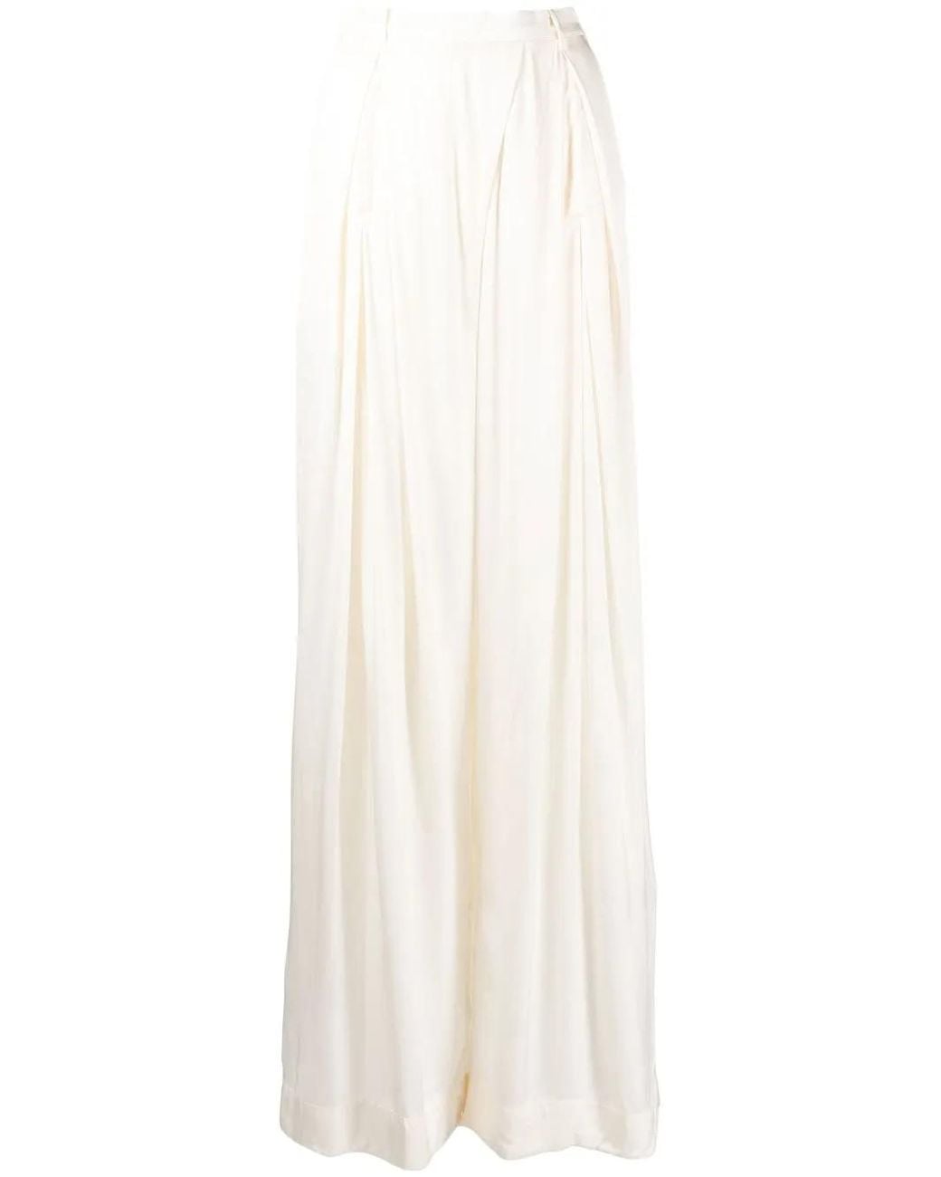 Goen.J White Wide-Leg Pleated Trousers