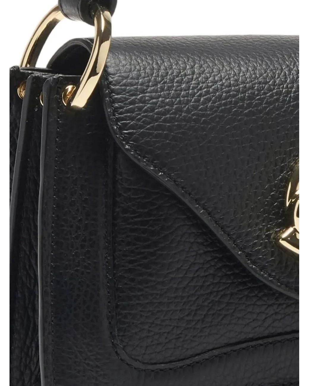 Coccinelle Black Mini Logo-Plaque Pebbled-Leather Tote Bag