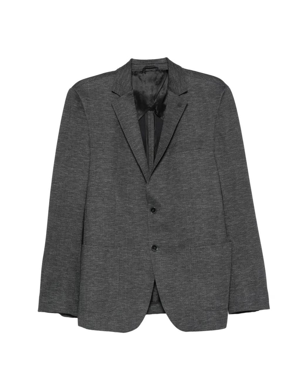 Karl Lagerfeld Gray Smart Herringbone-Pattern Blazer for men