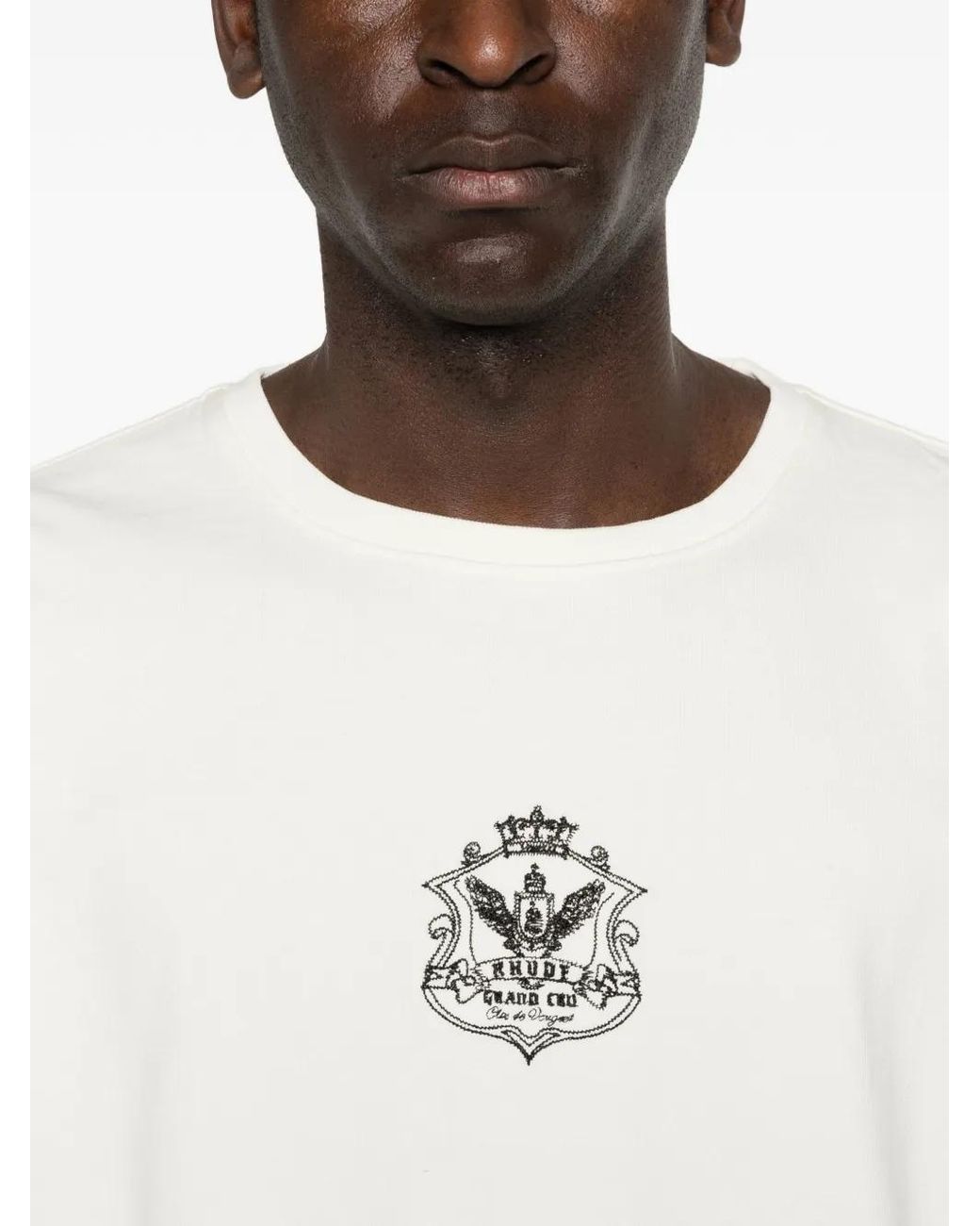 Rhude White Grand Cru Crest Ls T-Shirt for men