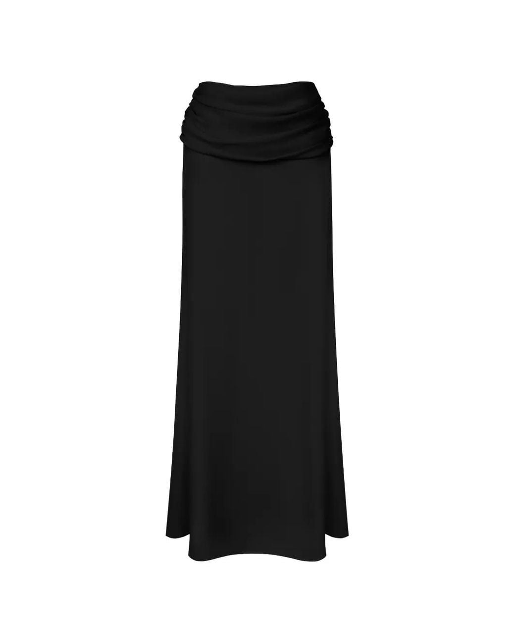 POST MERIDIEM Black Draped Chiffon Maxi Skirt