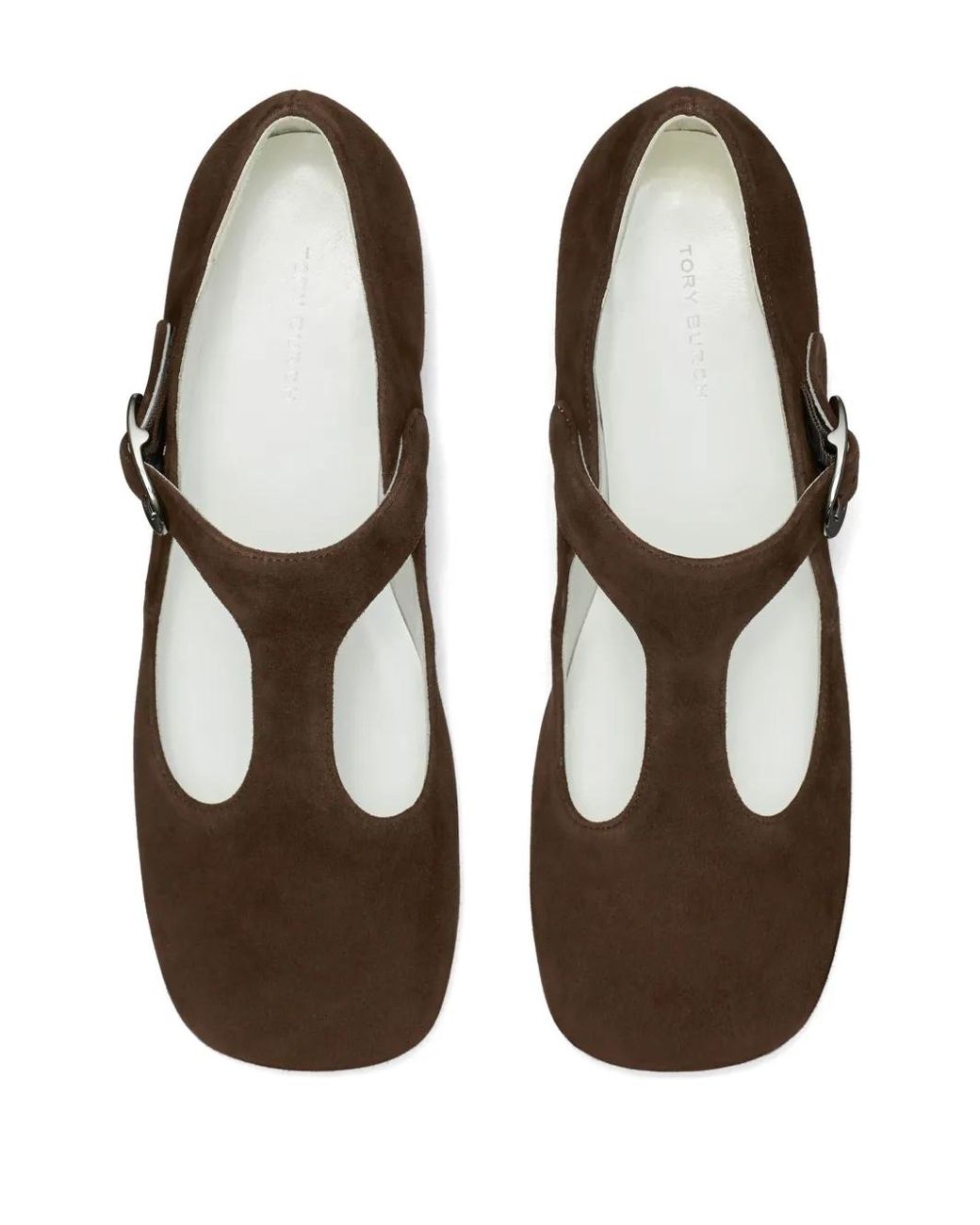 Tory Burch Brown T Strap Loafers