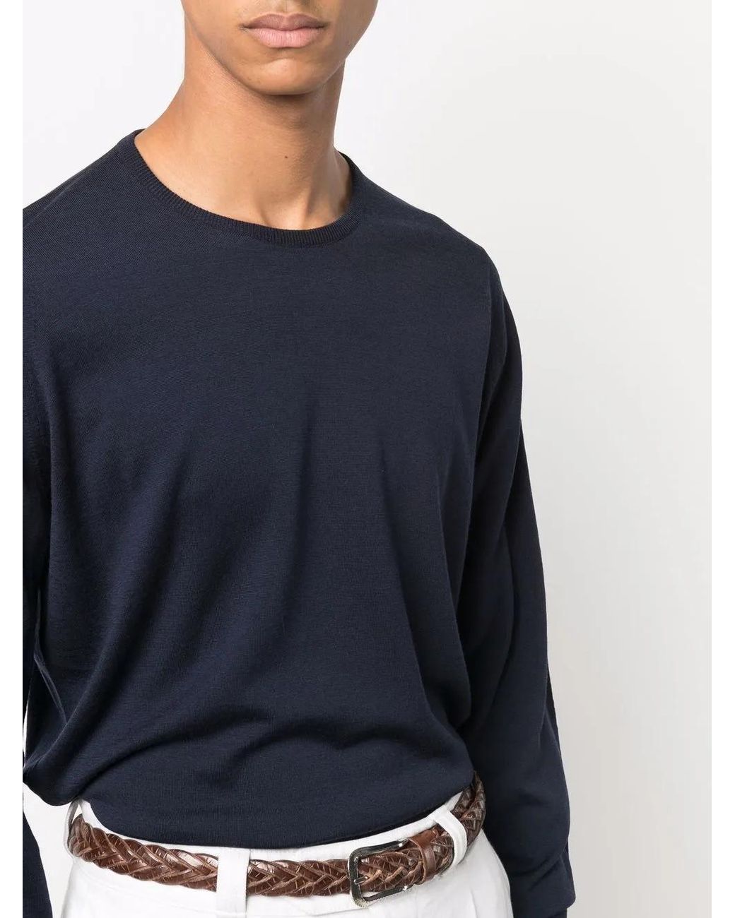 John Smedley Blue Marcus Crew-Neck Knitted Jumper for men