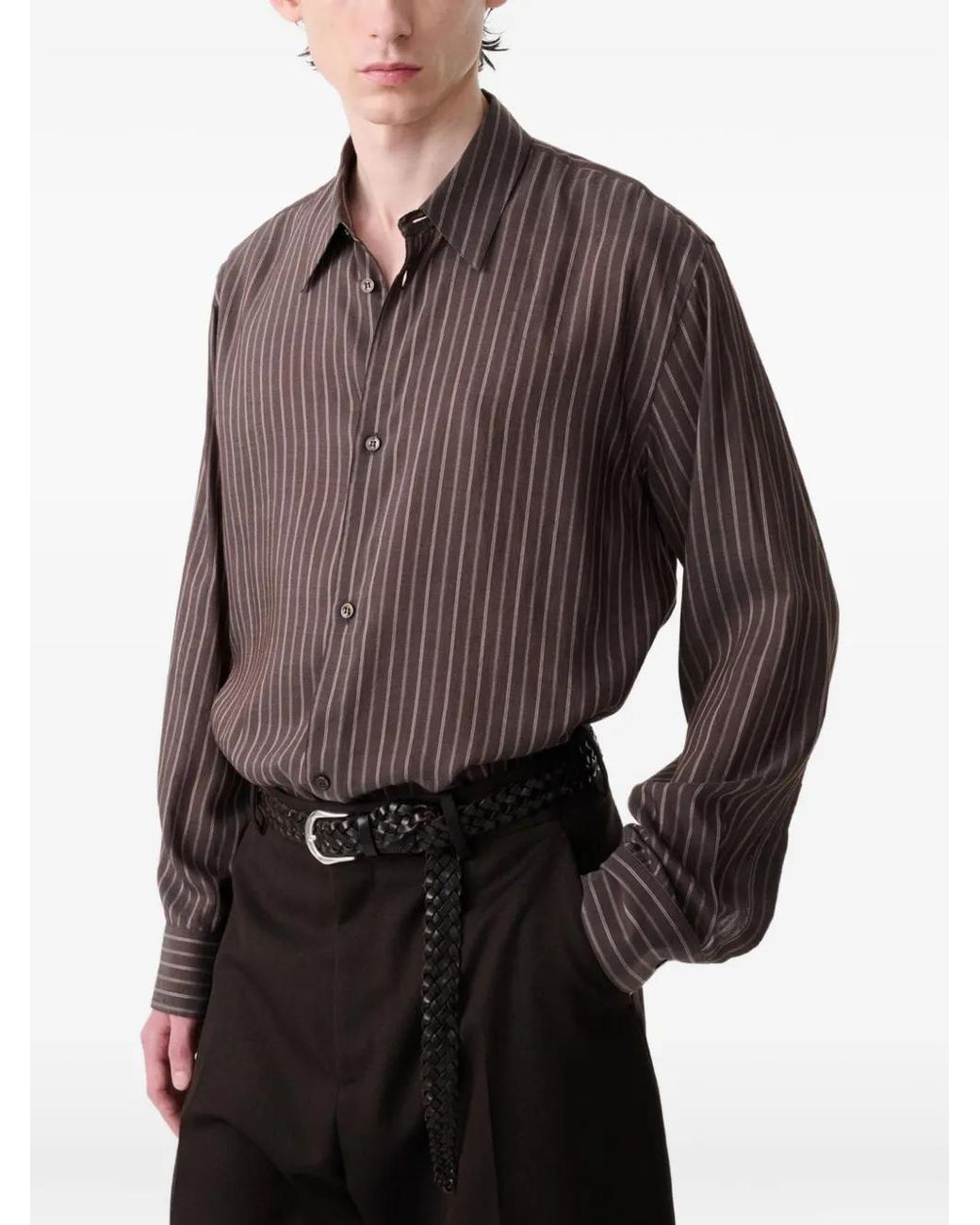 Studio Nicholson Brown View Striped Shirt for men