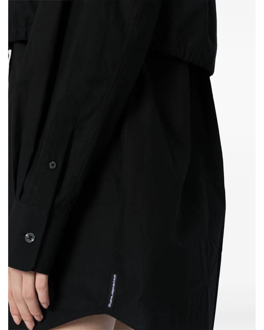 Alexander Wang Black Double Layered Self-Tie Shirt Mini Dress