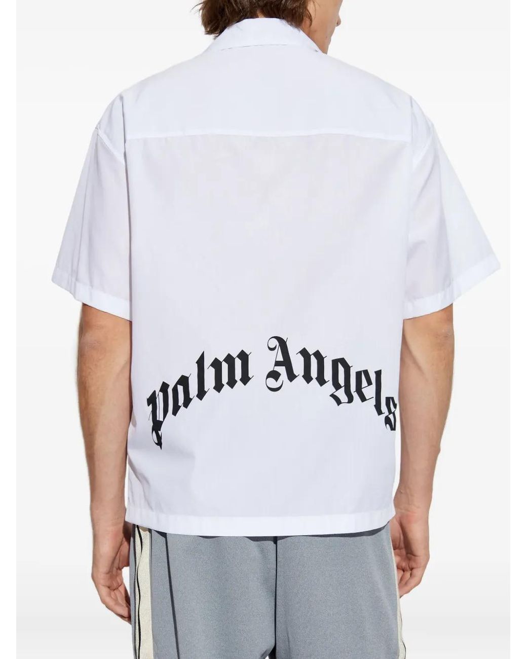 Palm Angels White Patch-Pocket Short-Sleeve Shirt for men
