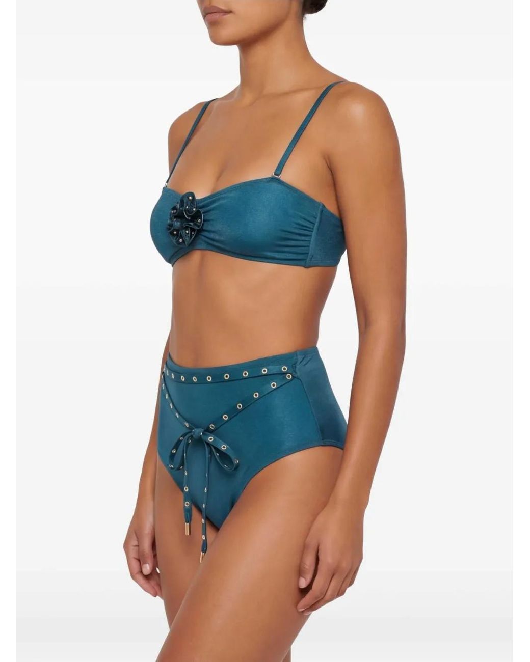 Zimmermann Blue Indra Studded Flower Bikini Set
