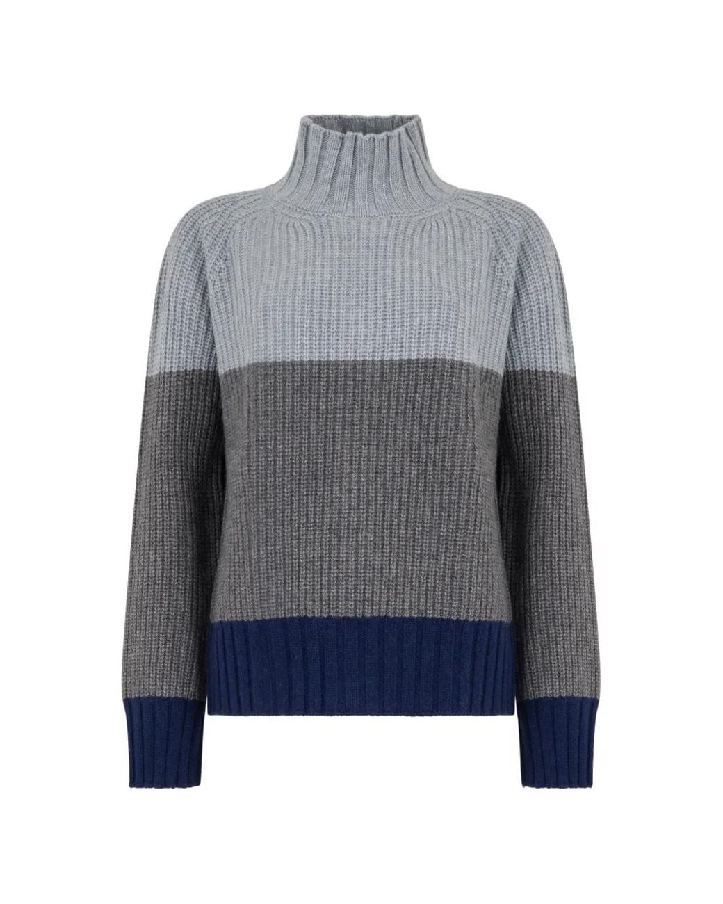 Moorer Blue Amela-Tcl Colour-Block Ribbed-Knit Sweater