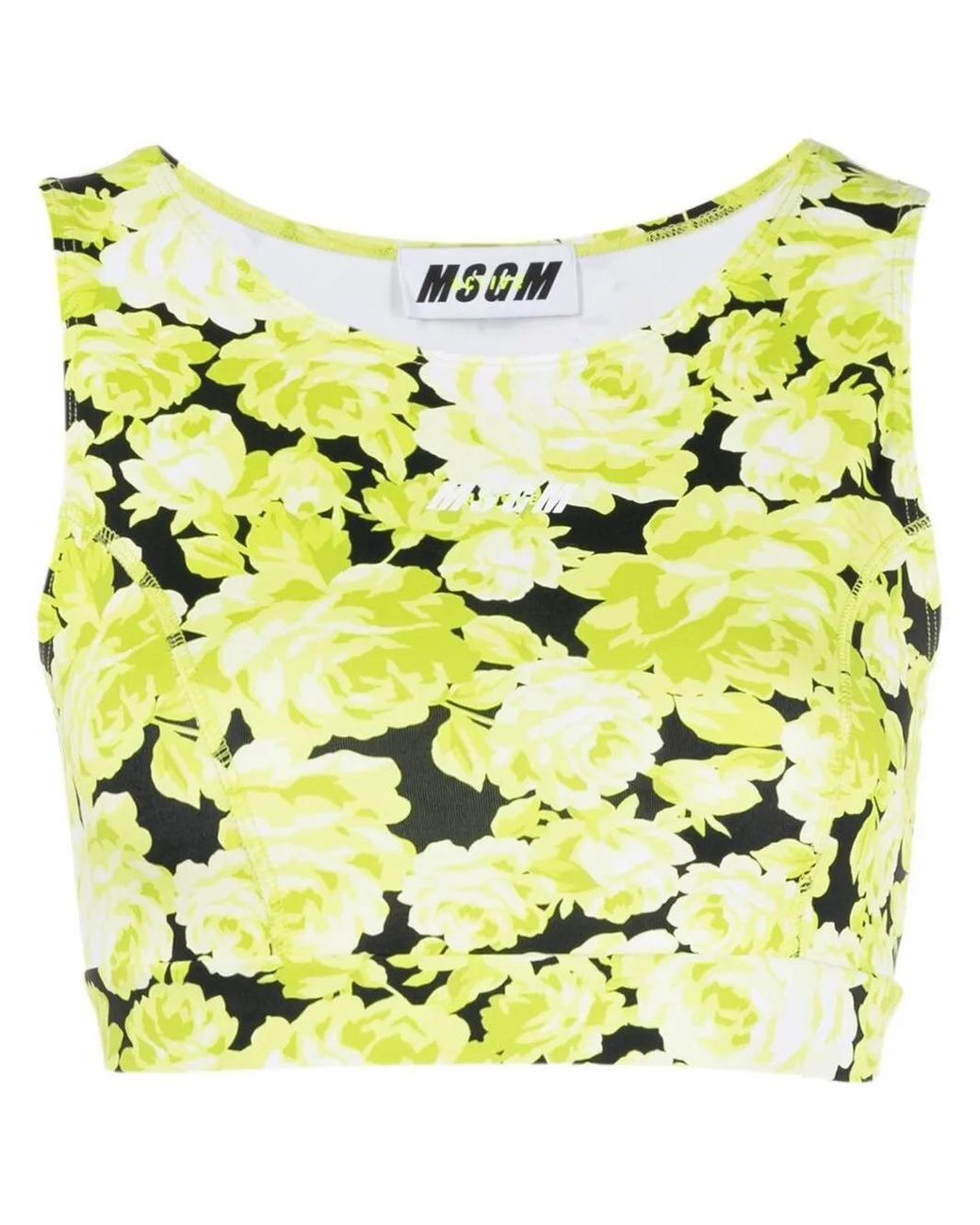 Top Corto Con Estampado Floral MSGM de color Yellow