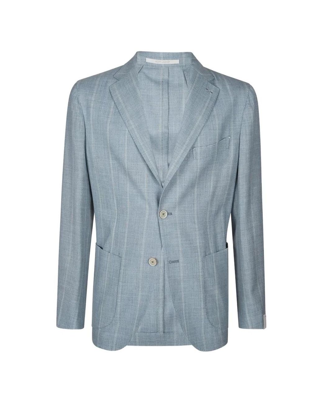 Eleventy Blue Single-Breasted Pinstripe Blazer for men