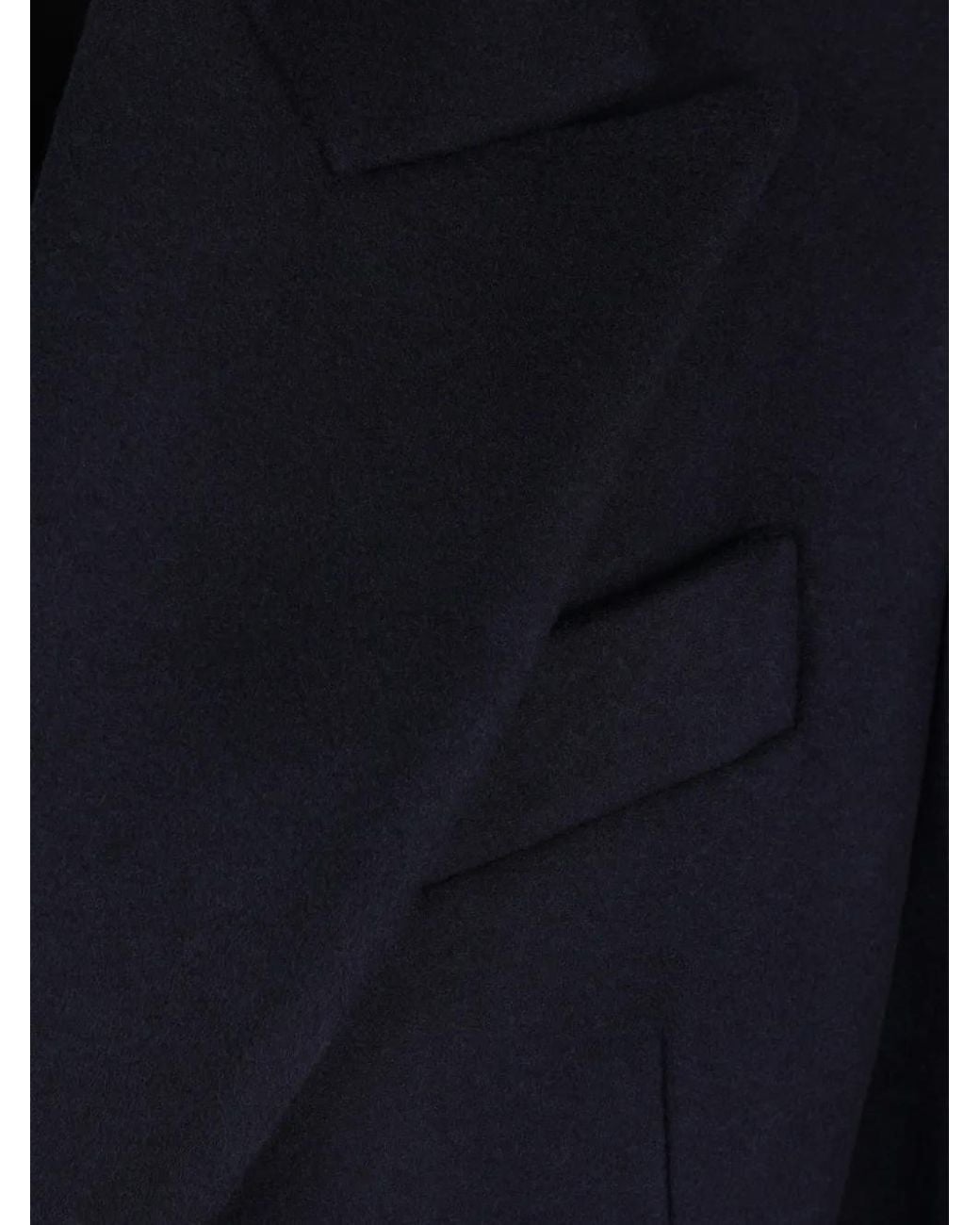 SALON C. LUNDMAN Blue Peak-Lapel Double-Breasted Coat for men