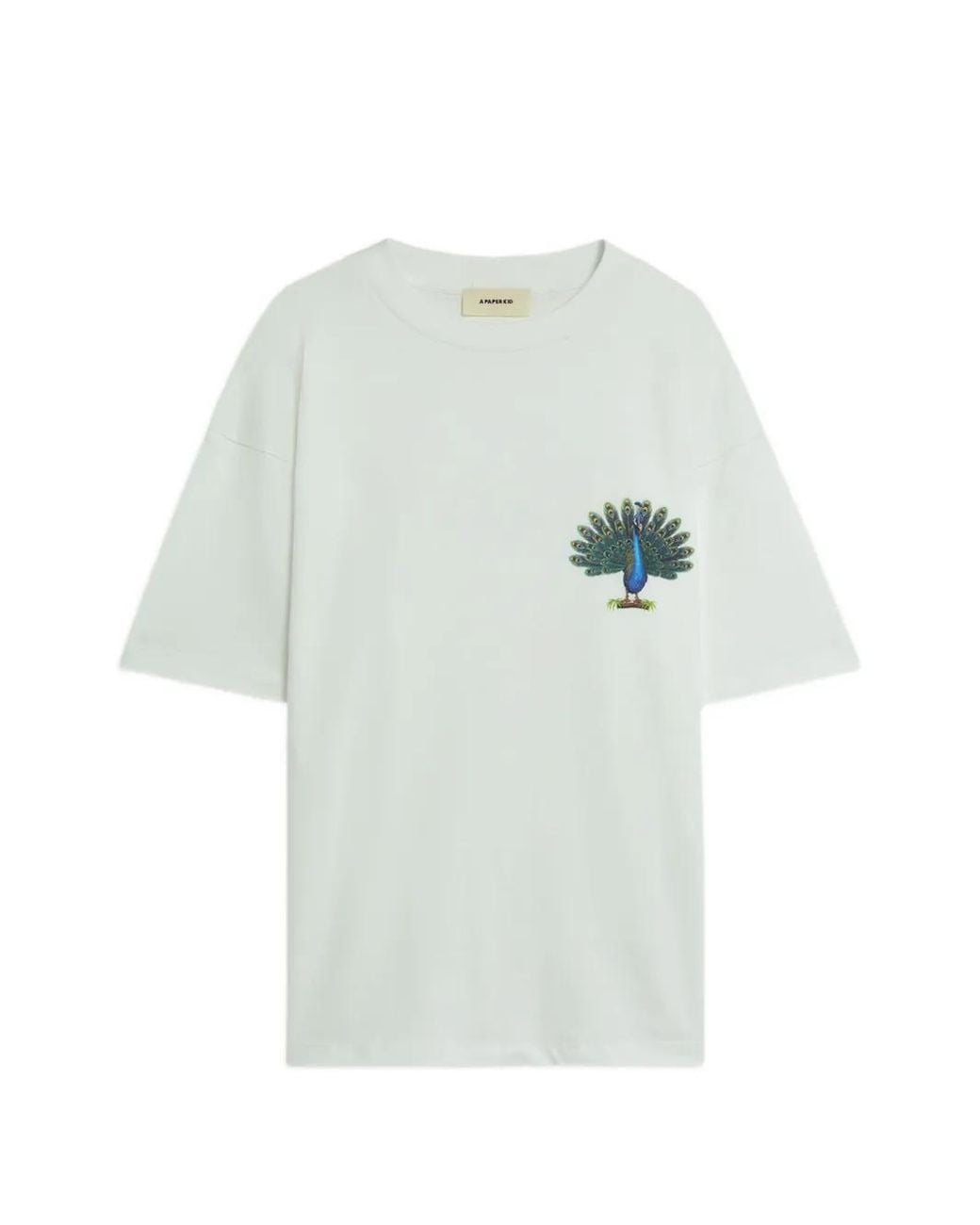 A PAPER KID White Peacock Jersey T-Shirt for men