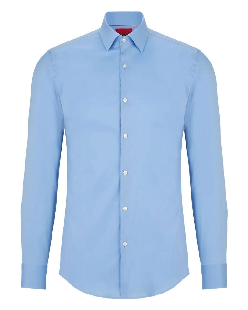 HUGO Blue Long-Sleeve Cotton Shirt for men