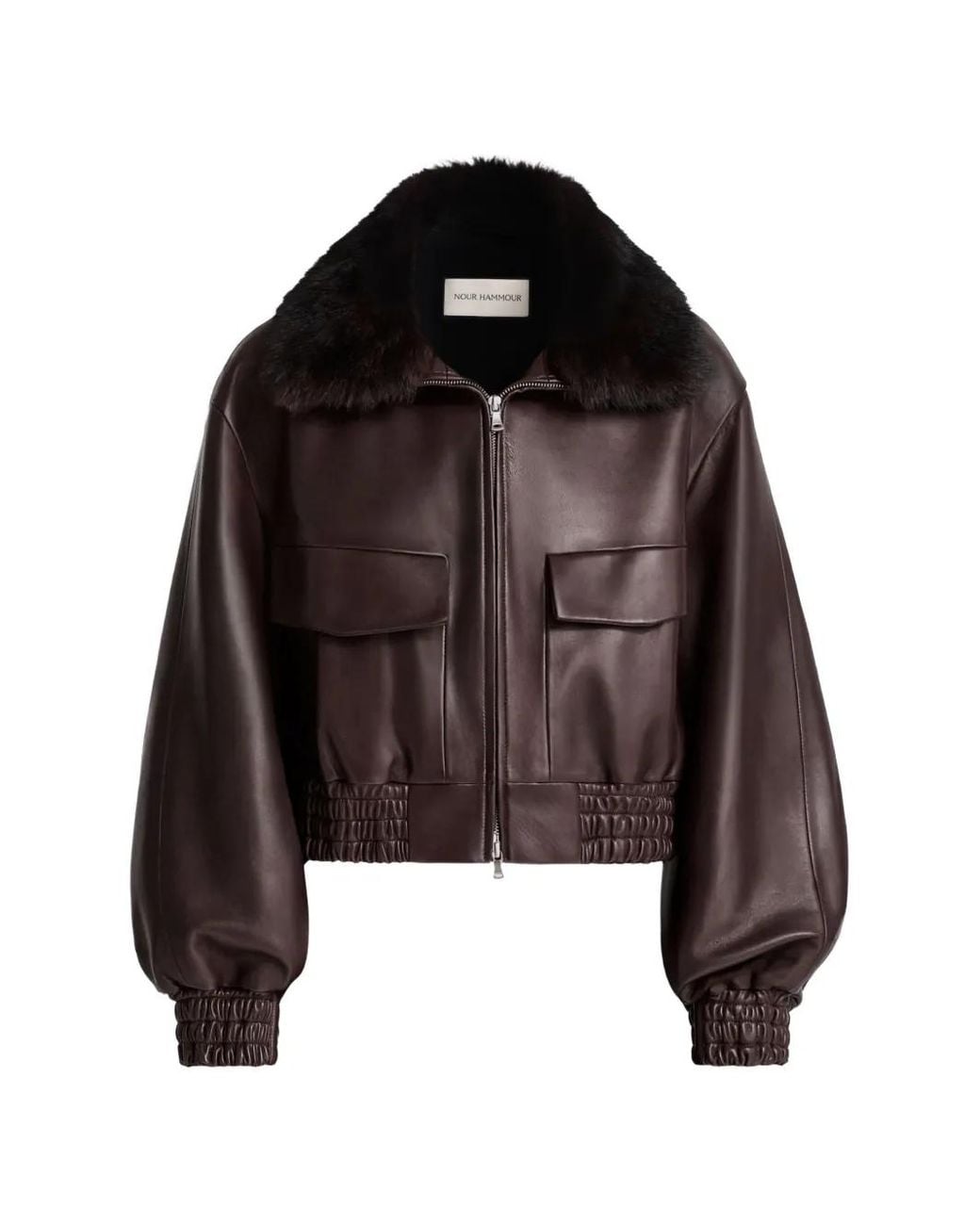 Nour Hammour Brown Ellery Aviator Bomber Jacket