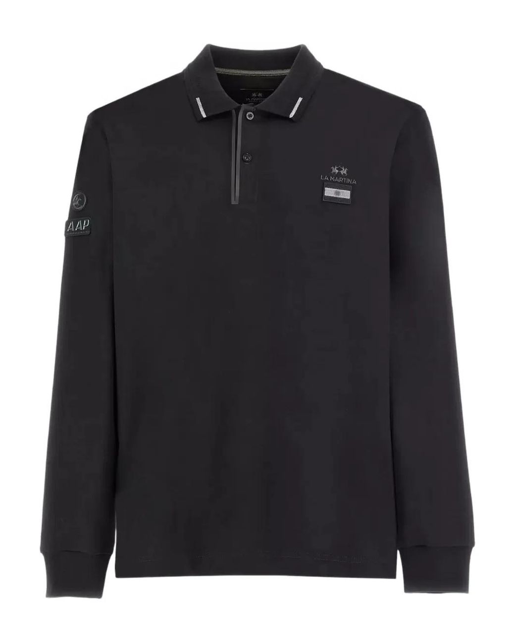 La Martina Black Booker Long-Sleeve Polo Shirt for men