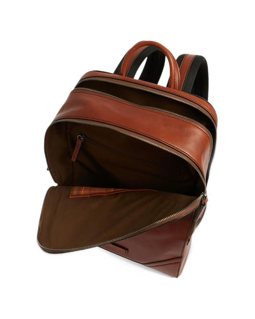 The Bridge Brown Matteo Leather Double-Zip Backpack for men