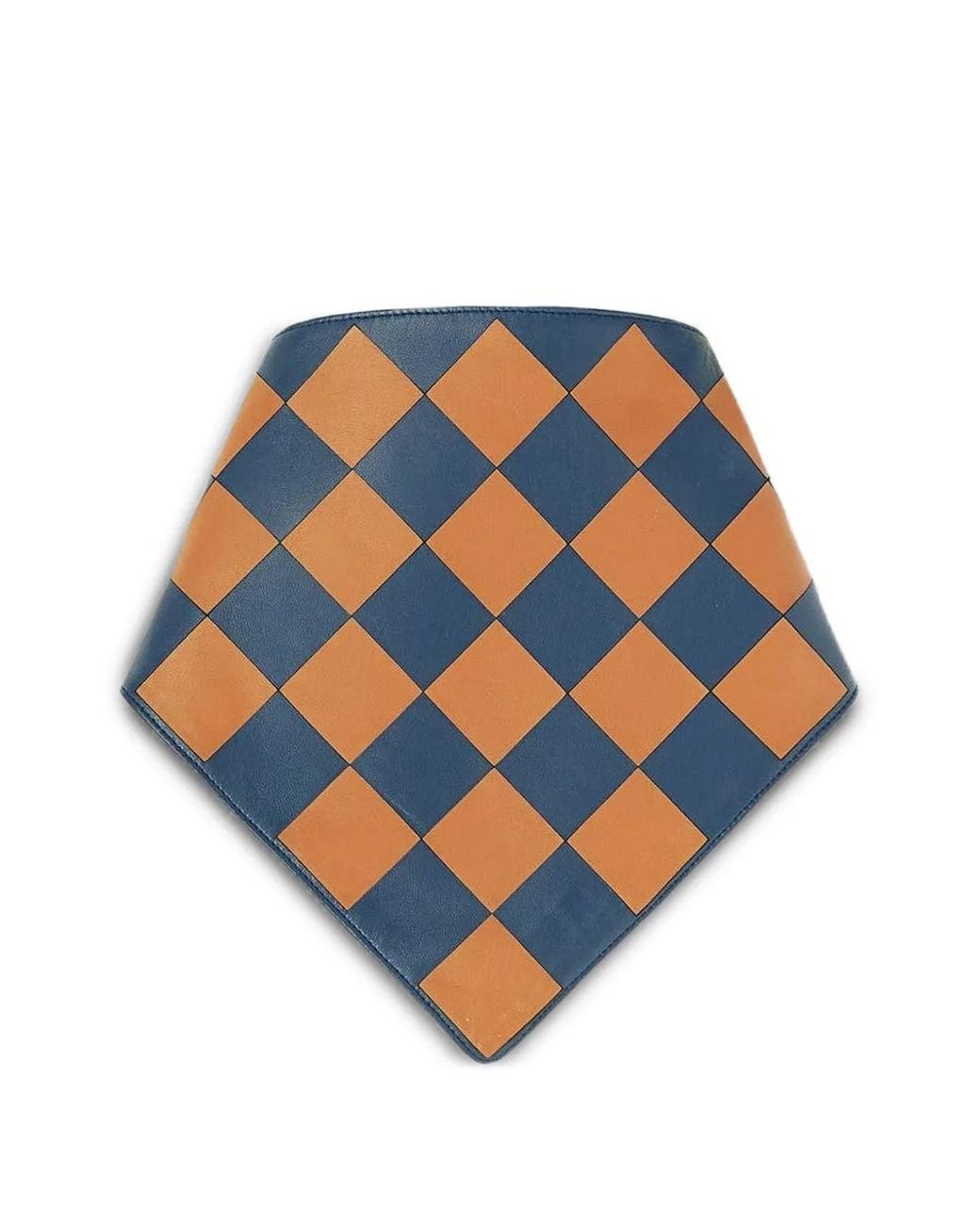 RETORI Blue Bandana À Motif Damier En Cuir D'Agneau