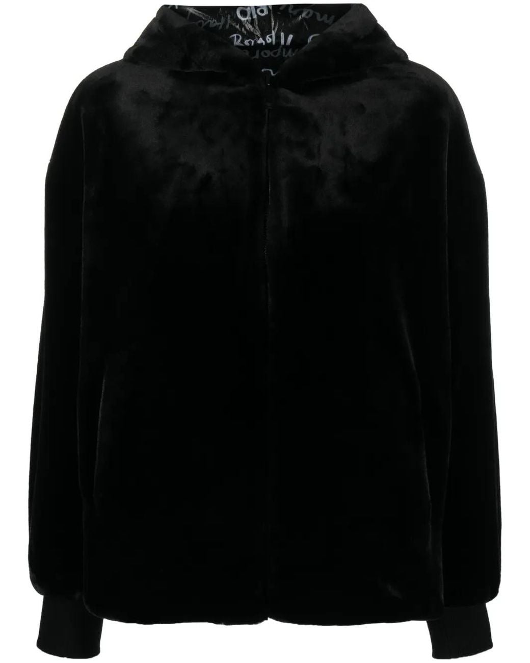 Emporio Armani Black Faux-fur Hooded Jacket