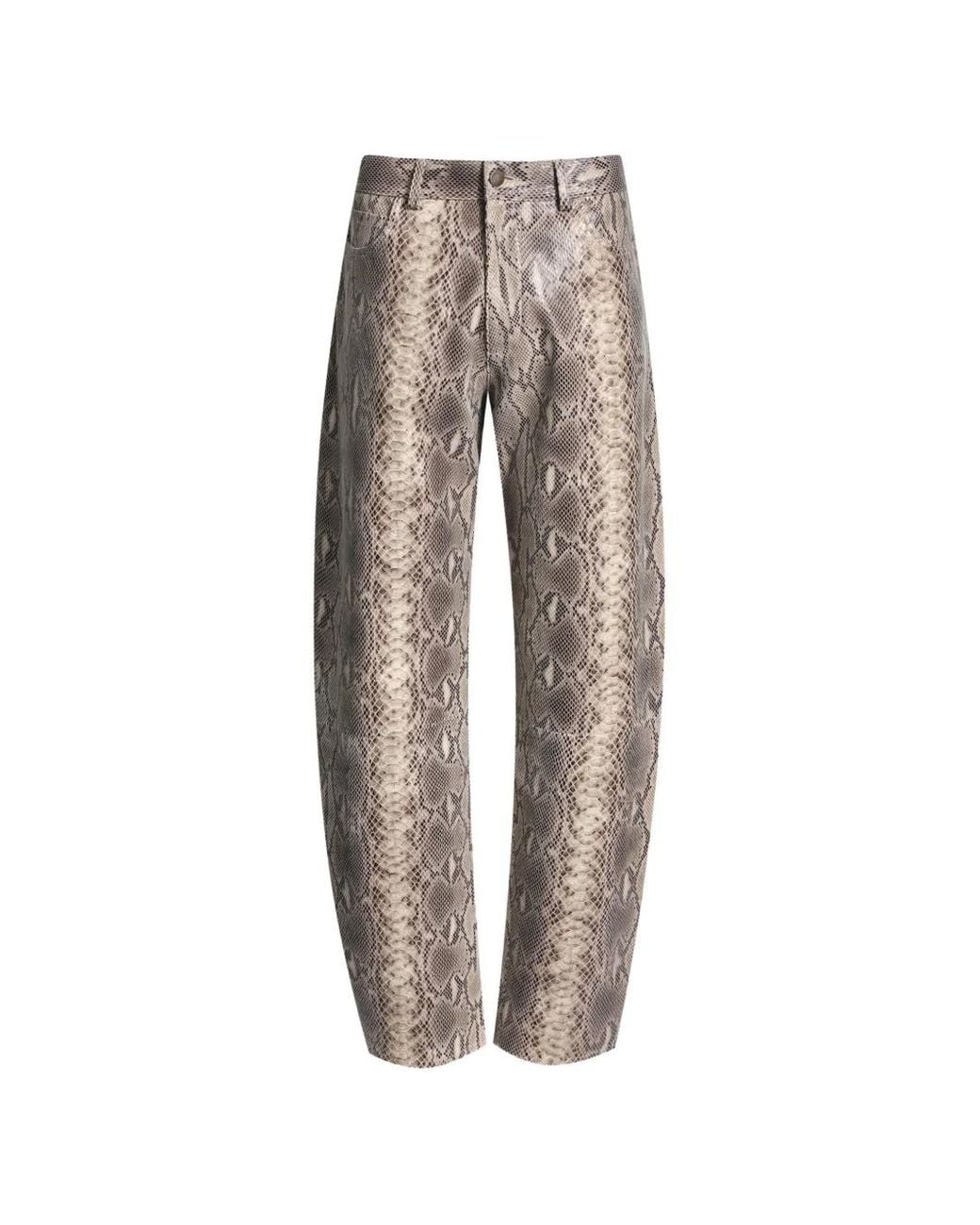 DUCIE Natural Billie Python-Embossed Leather Trousers