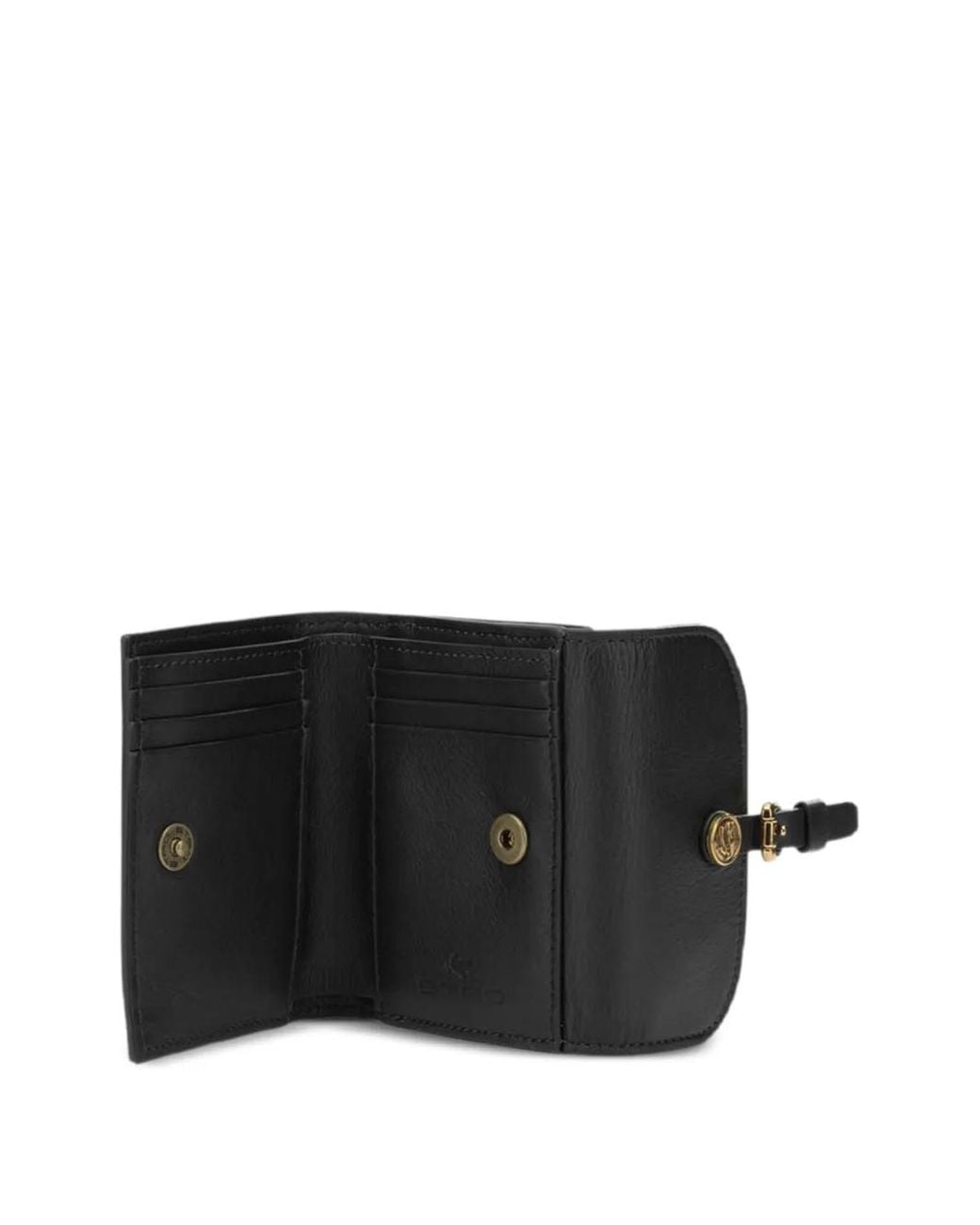 Etro Black Small Pony Buckle-Detail Leather Wallet