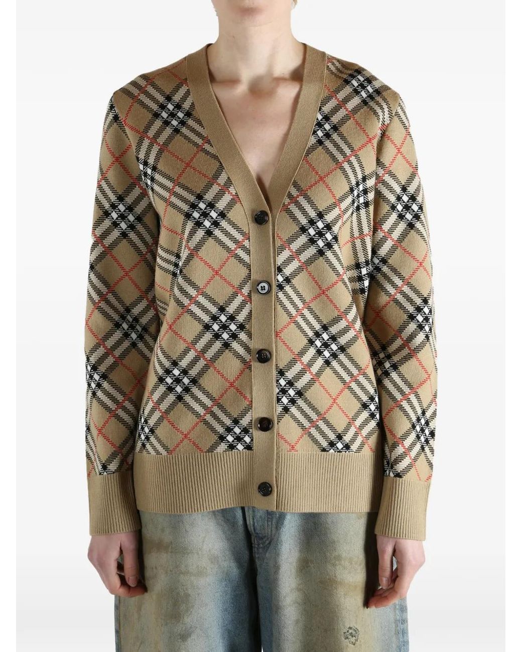 Burberry Natural Check Cotton Wool Cardigan