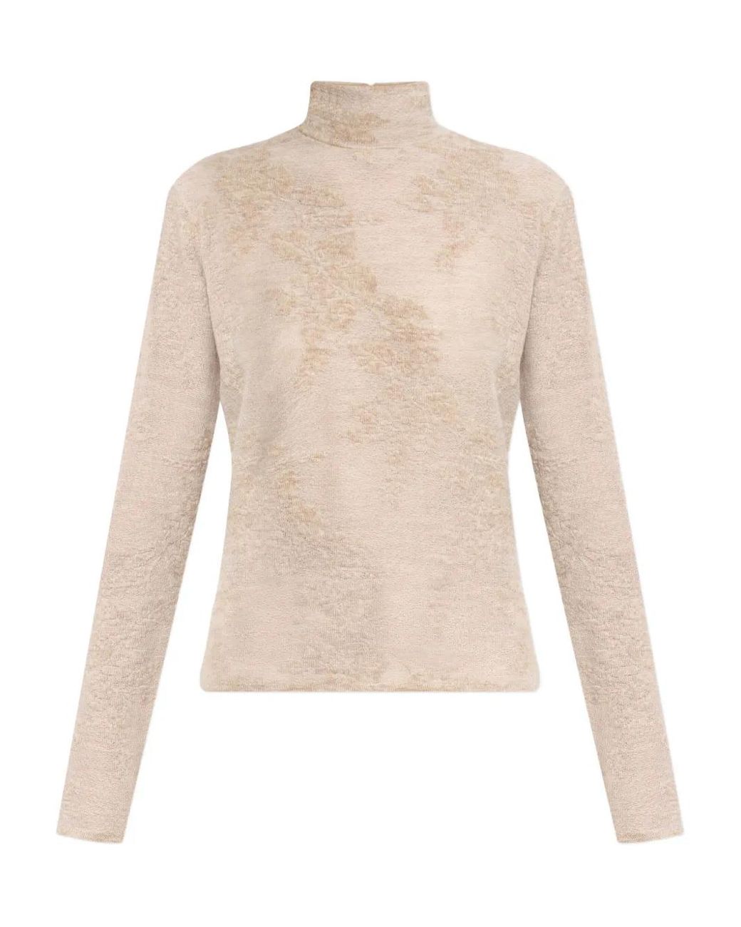 Ganni White High-Neck Button Sweater