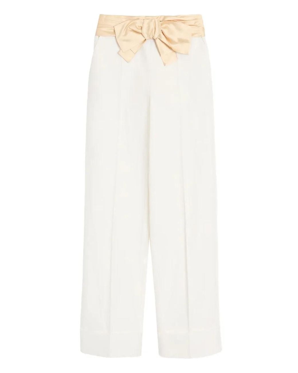 Valentino Garavani White Diagonal Cotton Linen Pants