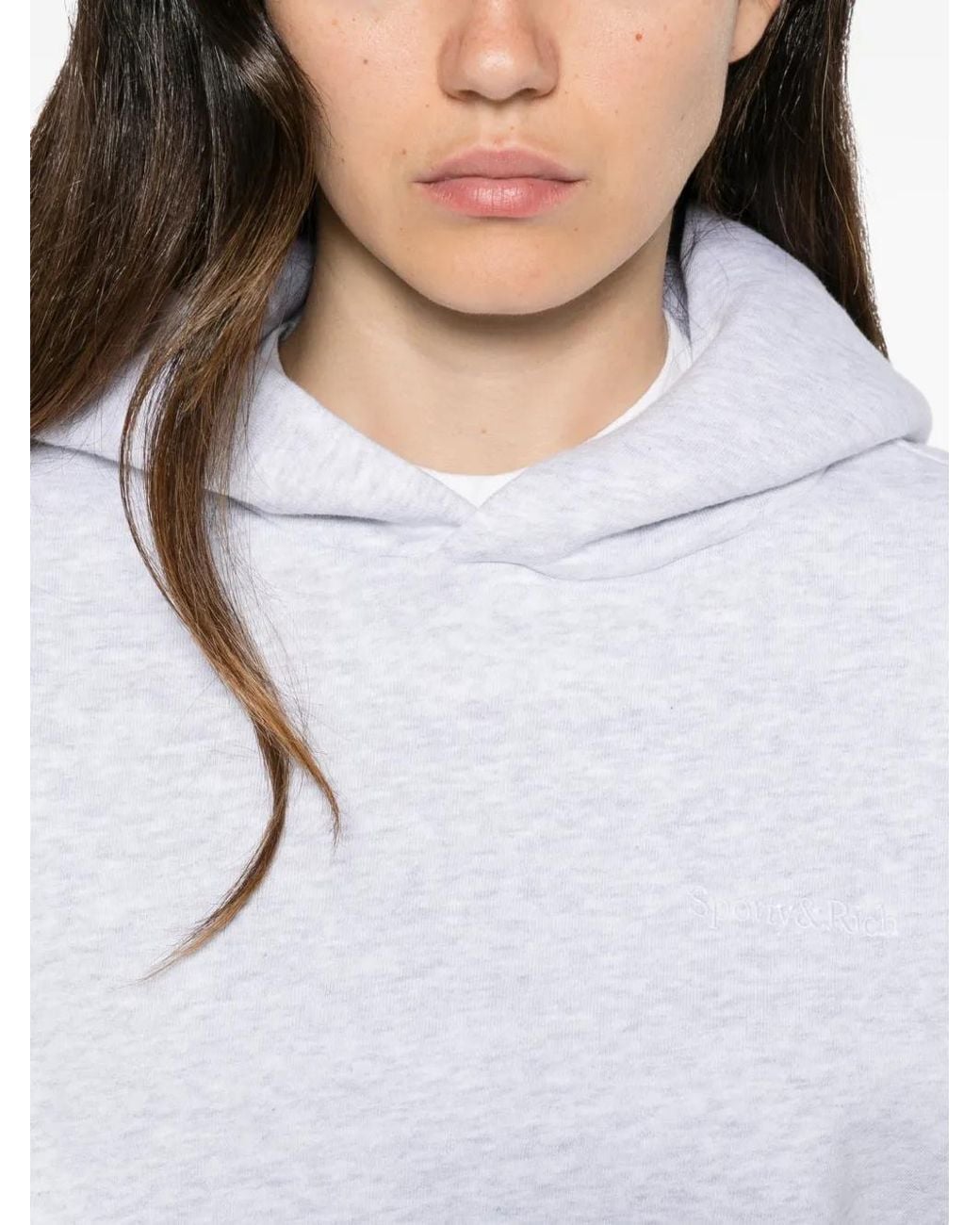 Sporty & Rich White Logo-Embroidered Hoodie