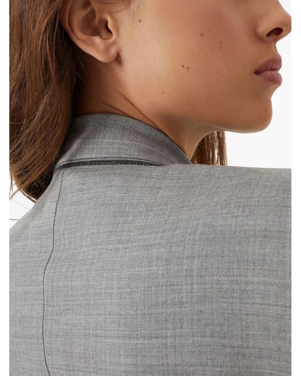Brunello Cucinelli Gray Mélange-Effect Single-Breasted Blazer