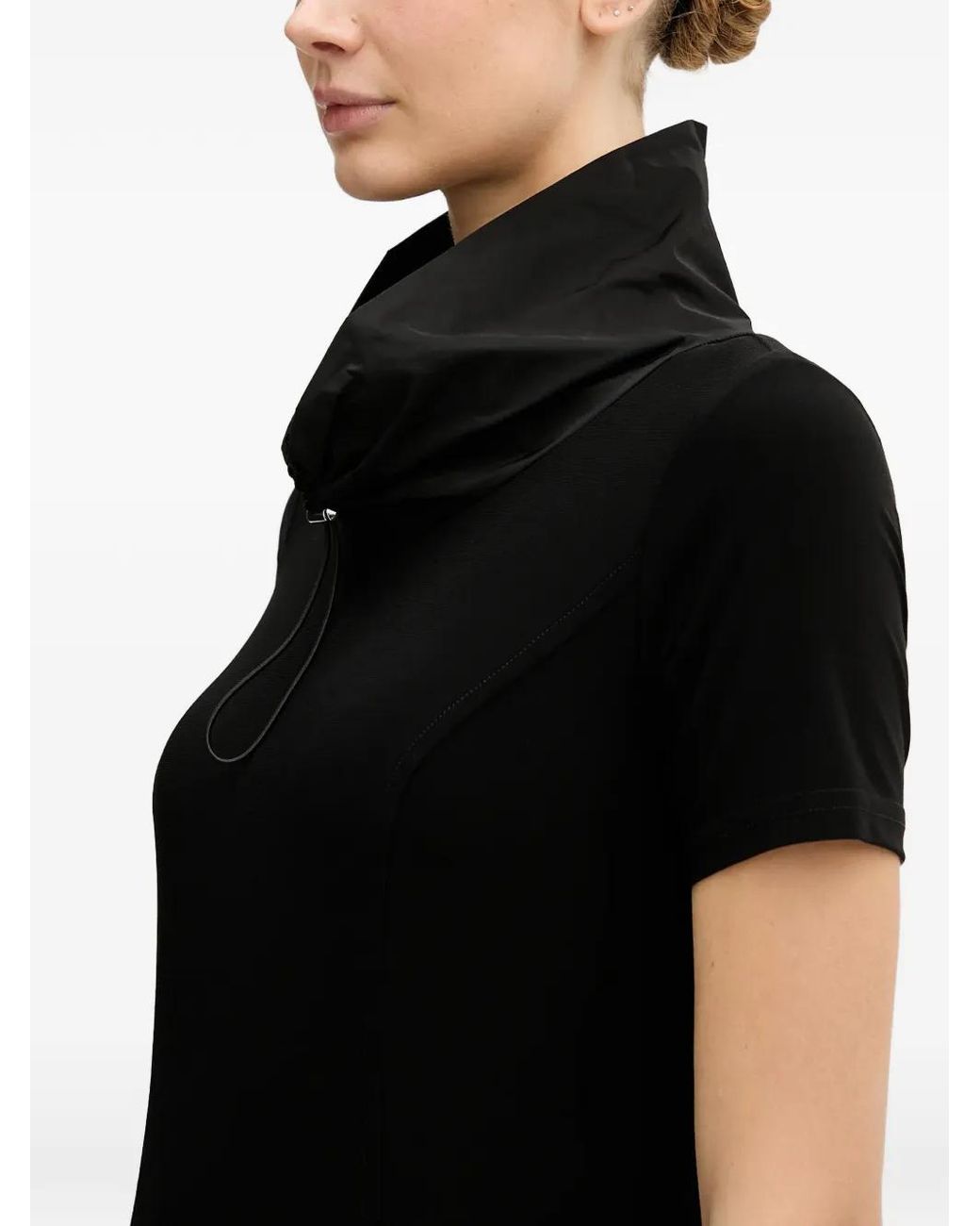 Joseph Ribkoff Black Short-Sleeve Cowl-Neck Midi Dress