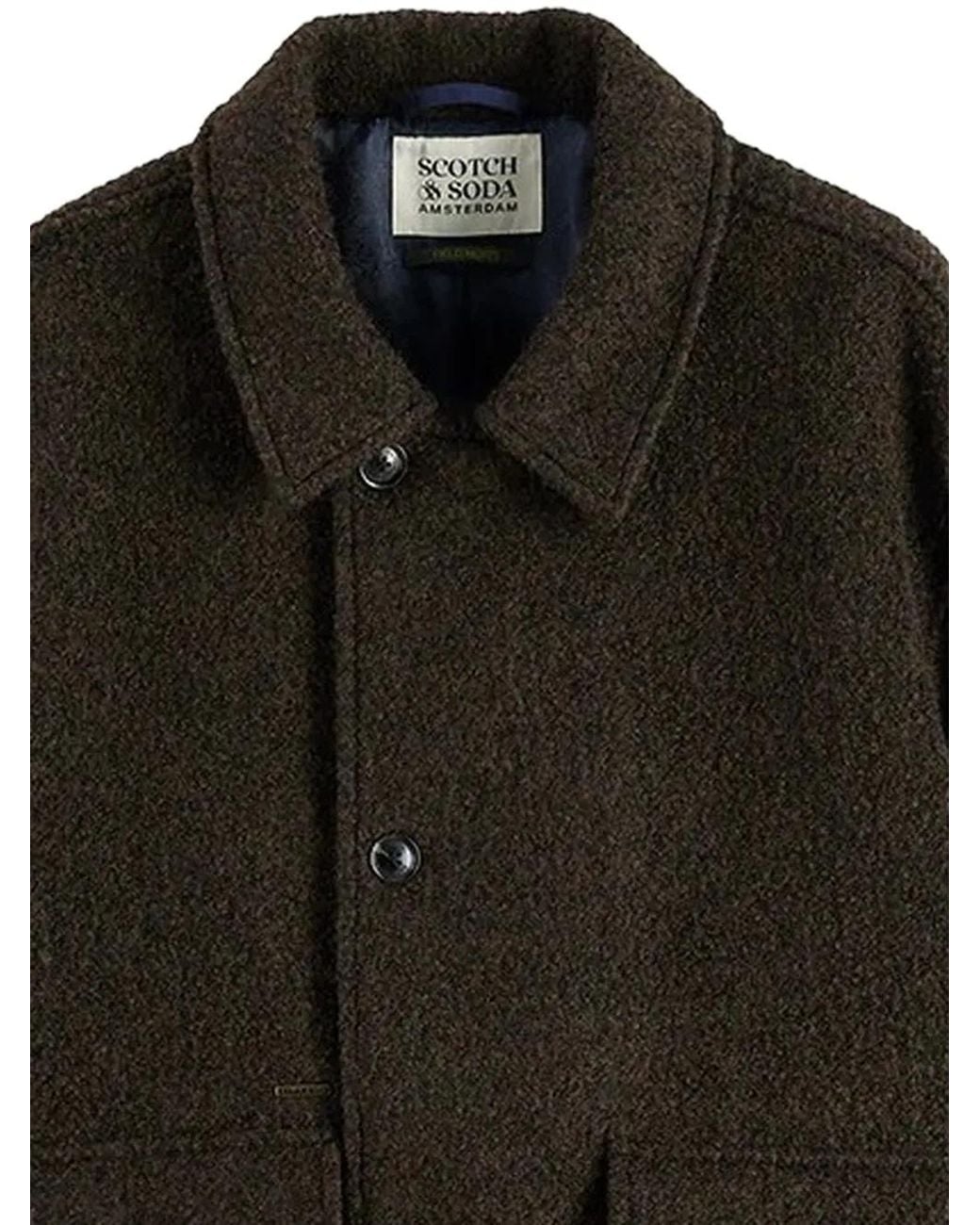 Scotch & Soda Black Bouclé Button-Up Coat for men