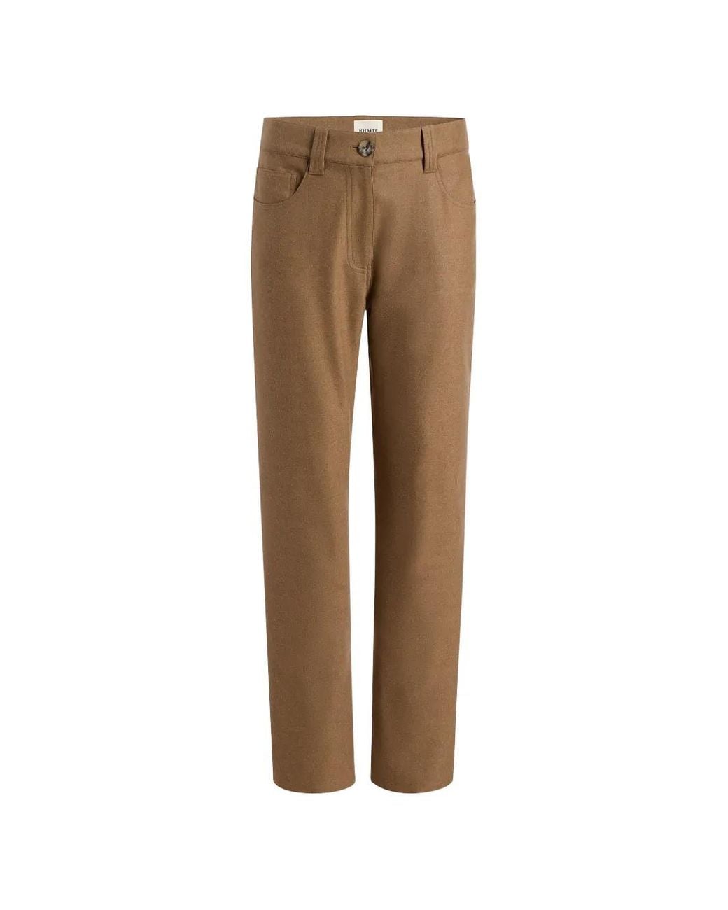 Khaite Natural Straight-Leg Wool-Blend Trousers