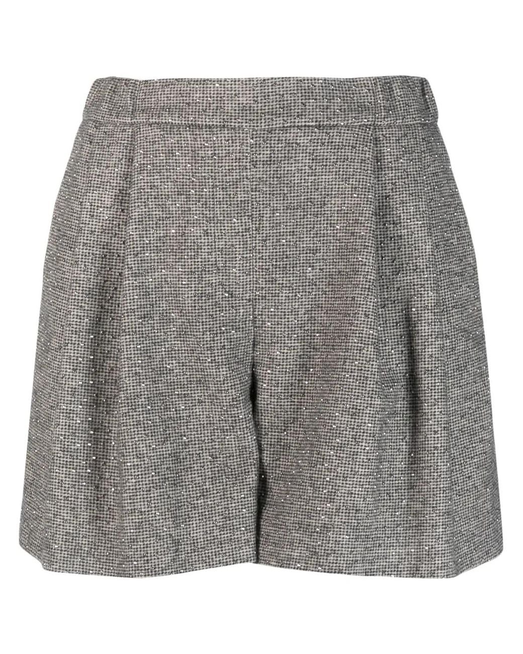Fabiana Filippi Gray Pleated Wool-Blend Shorts