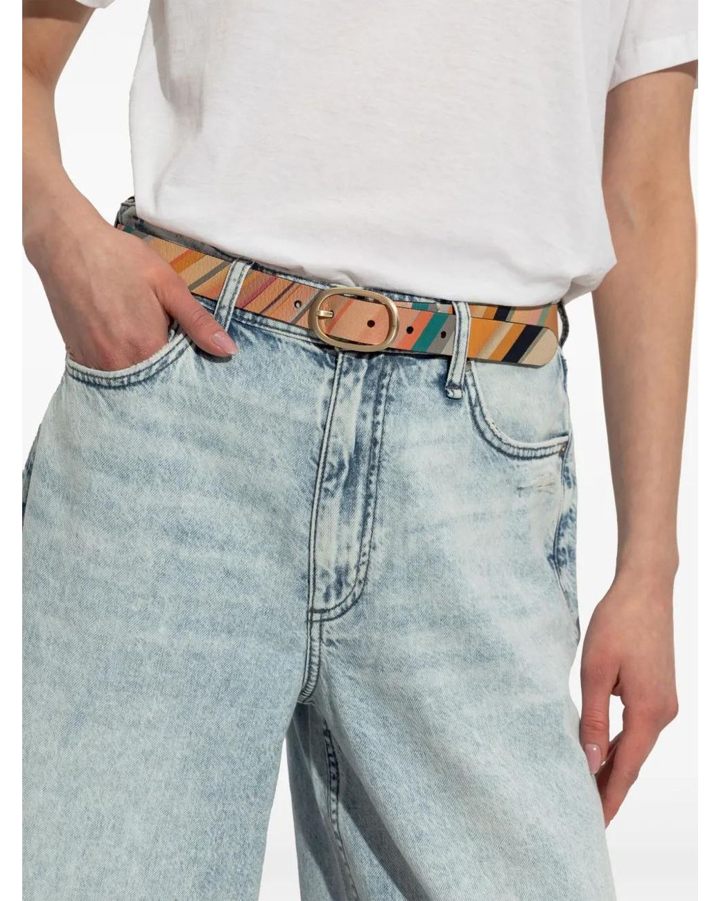 Paul Smith White Striped Belt