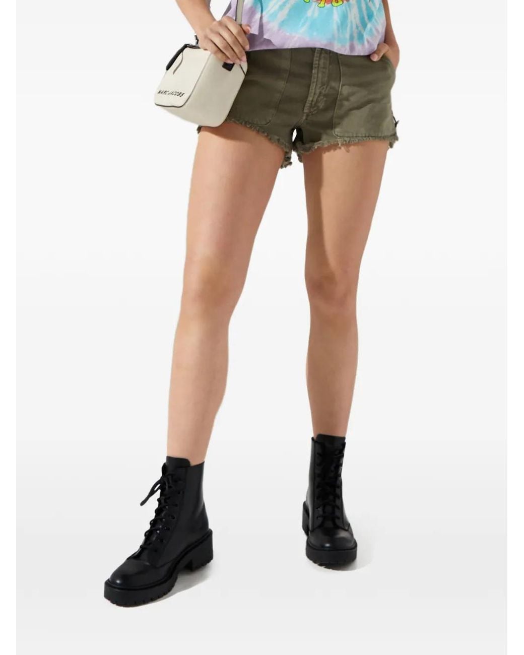 One Teaspoon Black Cargo Frayed Shorts