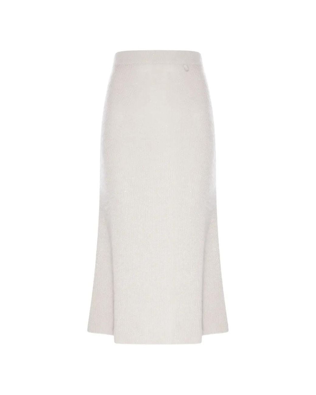 Herno White Ribbed-Knit Sequin-Embellished Skirt