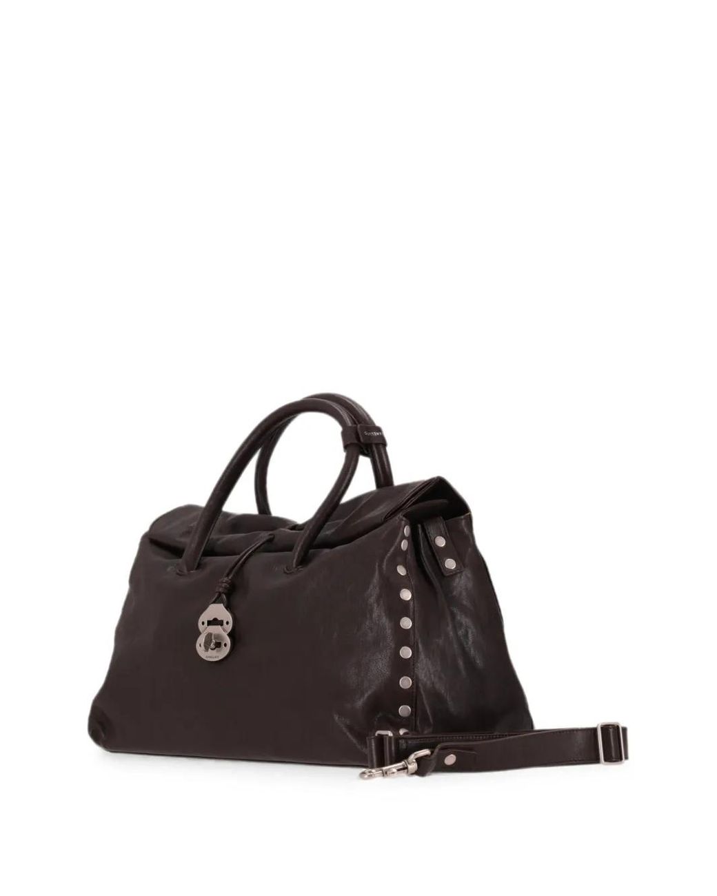Zanellato Black Dotta Tobacco Xl Studded Leather Tote Bag