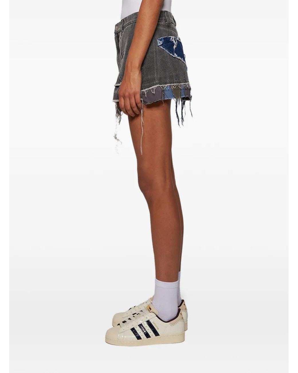 Natasha Zinko Gray Patchwork Mini Skirt
