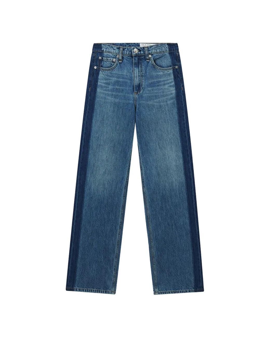 Rag & Bone Blue Shea Panel Straight-Leg Jeans