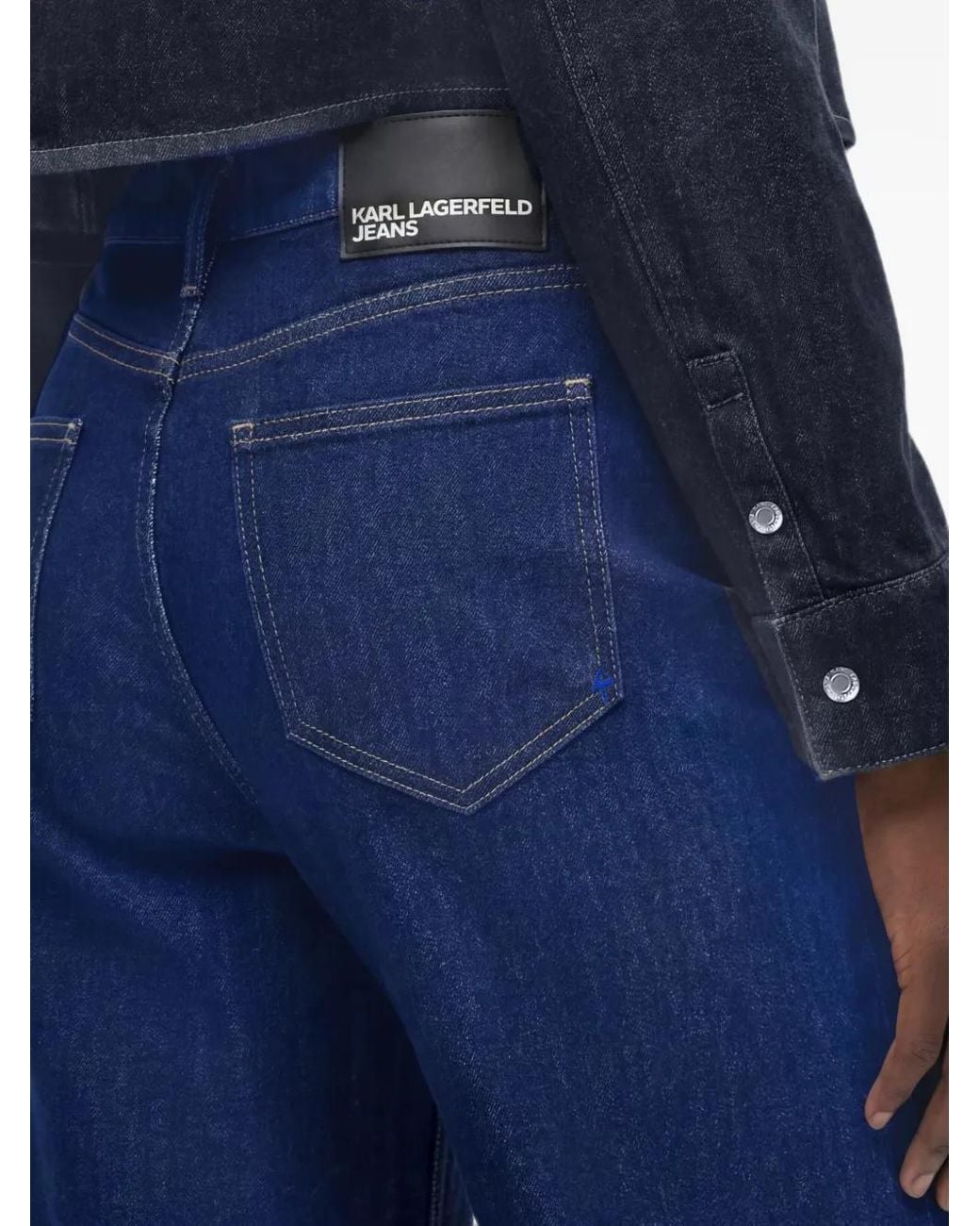 Karl Lagerfeld Blue High-Waisted Wide-Leg Jeans