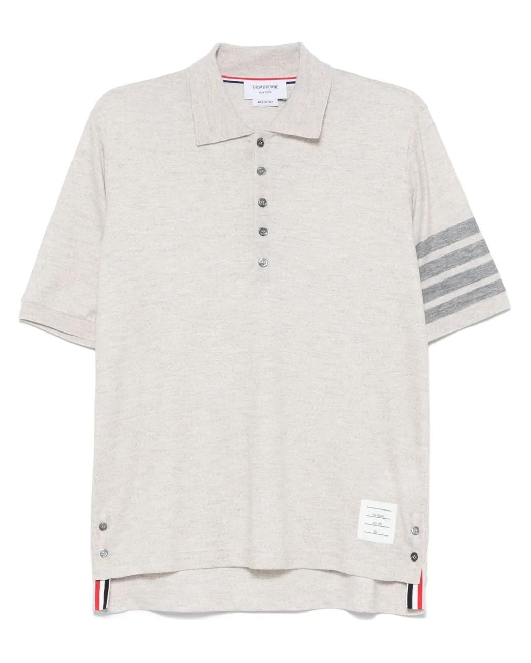 Thom Browne White 4-Bar Wool Polo Shirt for men