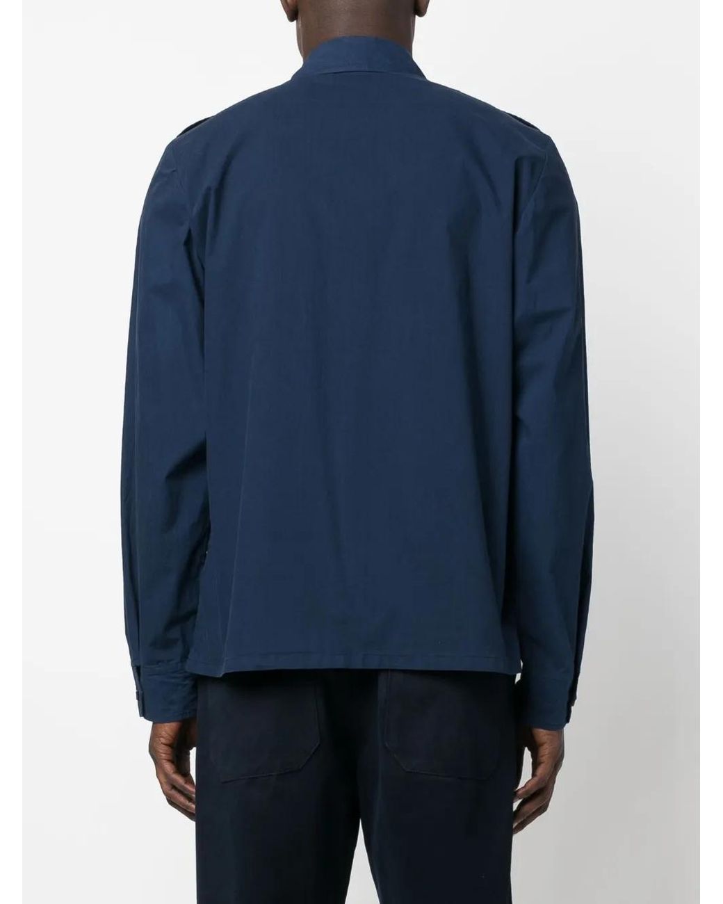 Aspesi Blue Long-Sleeve Cotton Shirt for men
