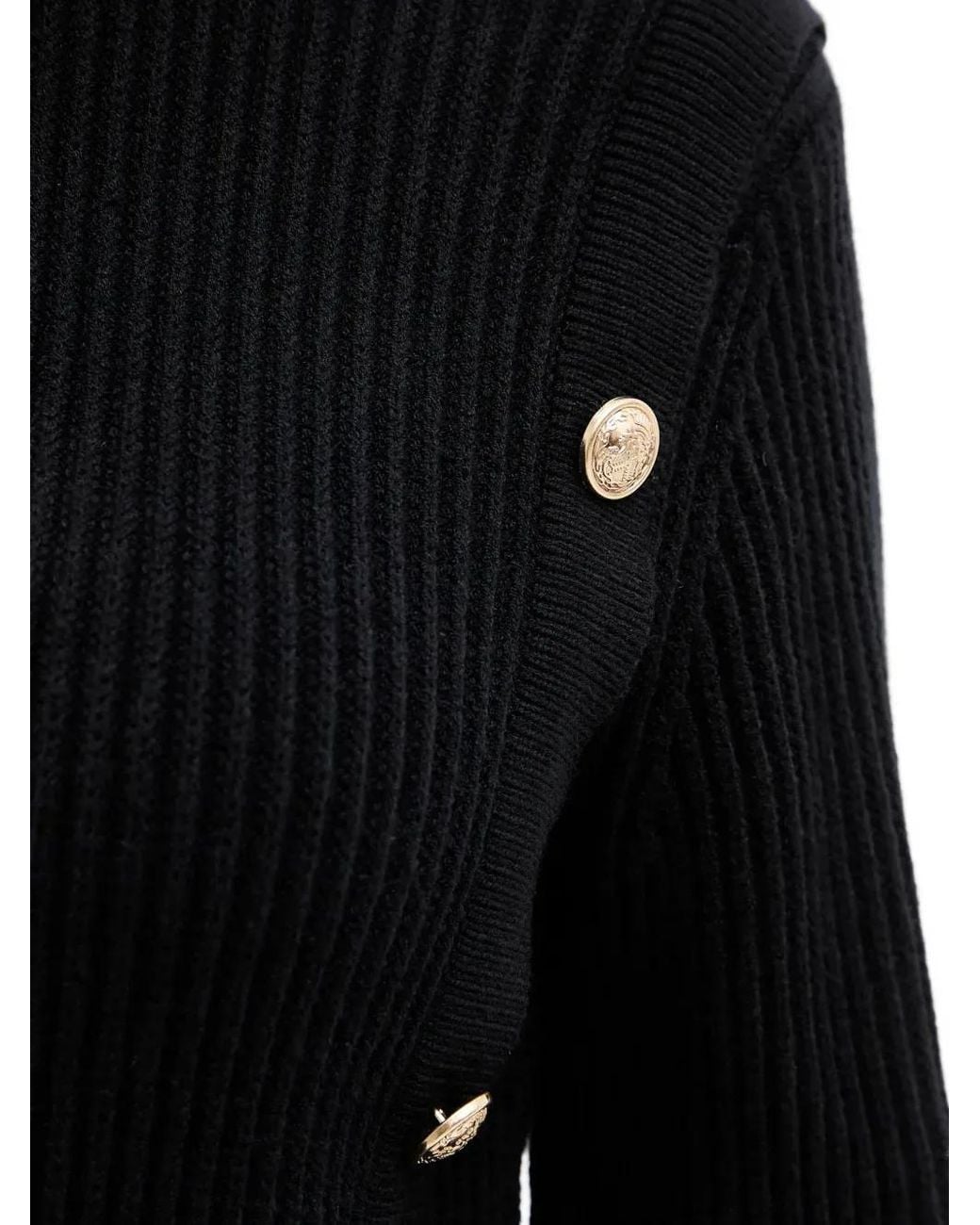 Morgan Black Button-Detail Ribbed Sweater