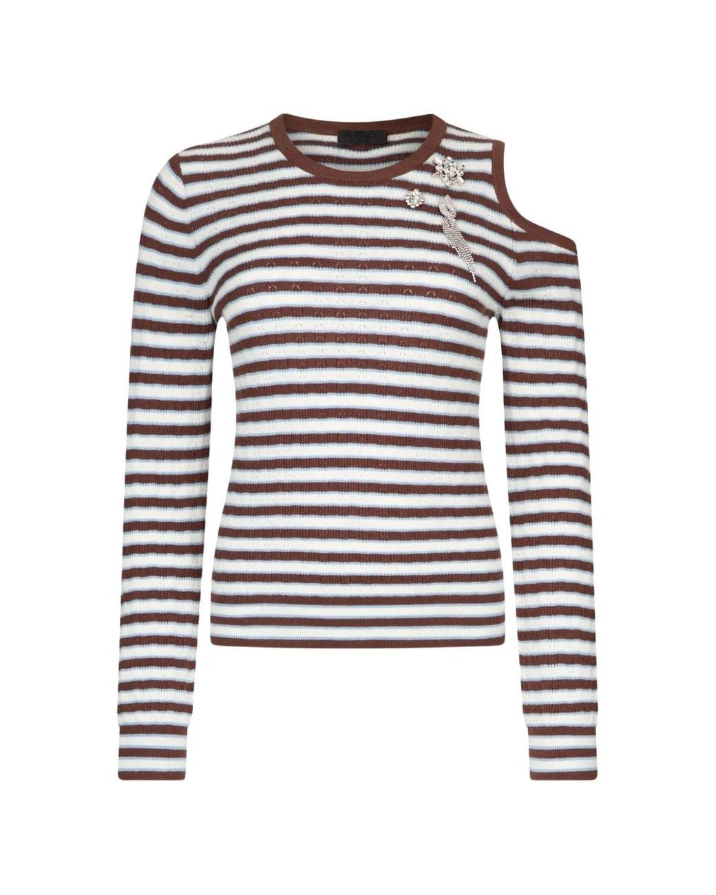 Liu Jo White Striped Cut-Out Sweater