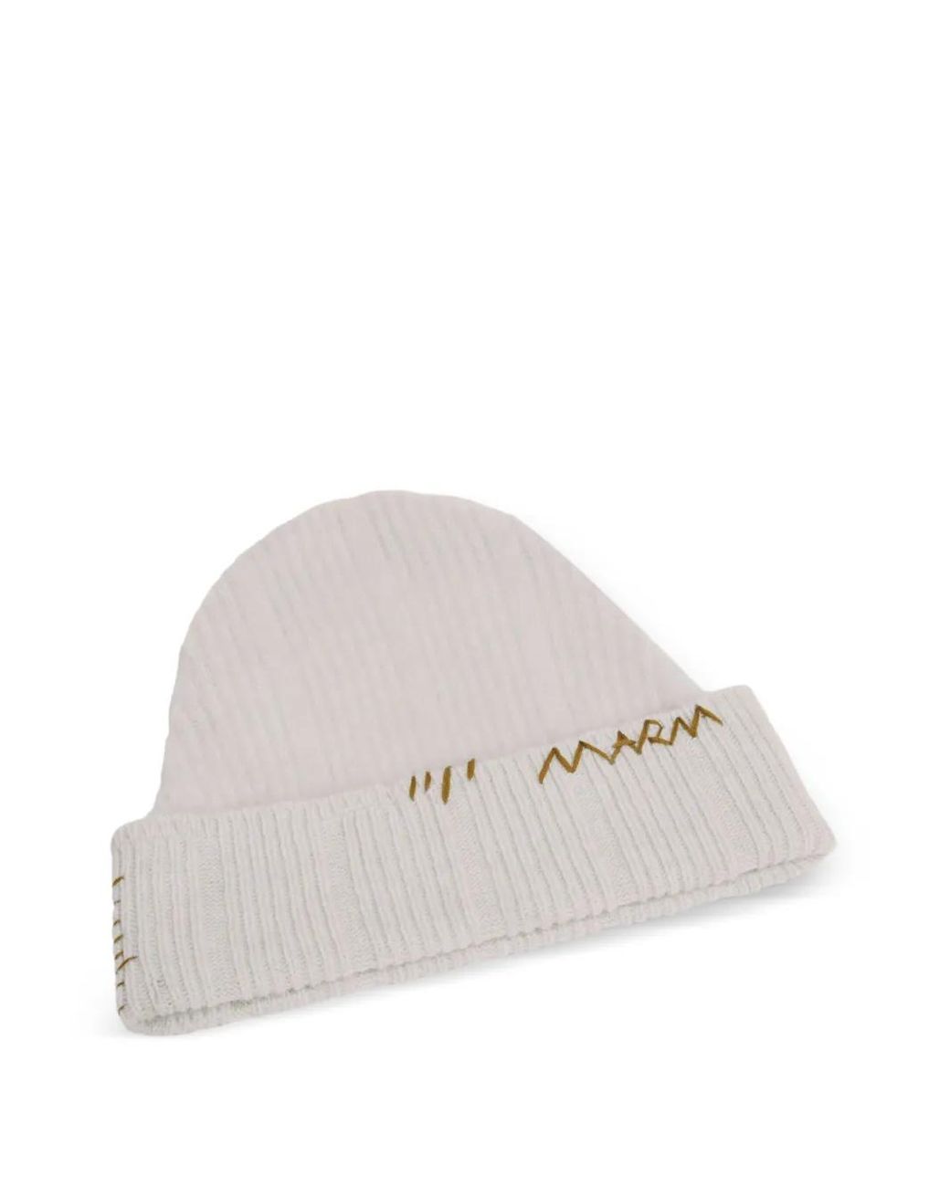 Marni White Bonnet En Laine Et Cachemire Avec Broderie Mending for men