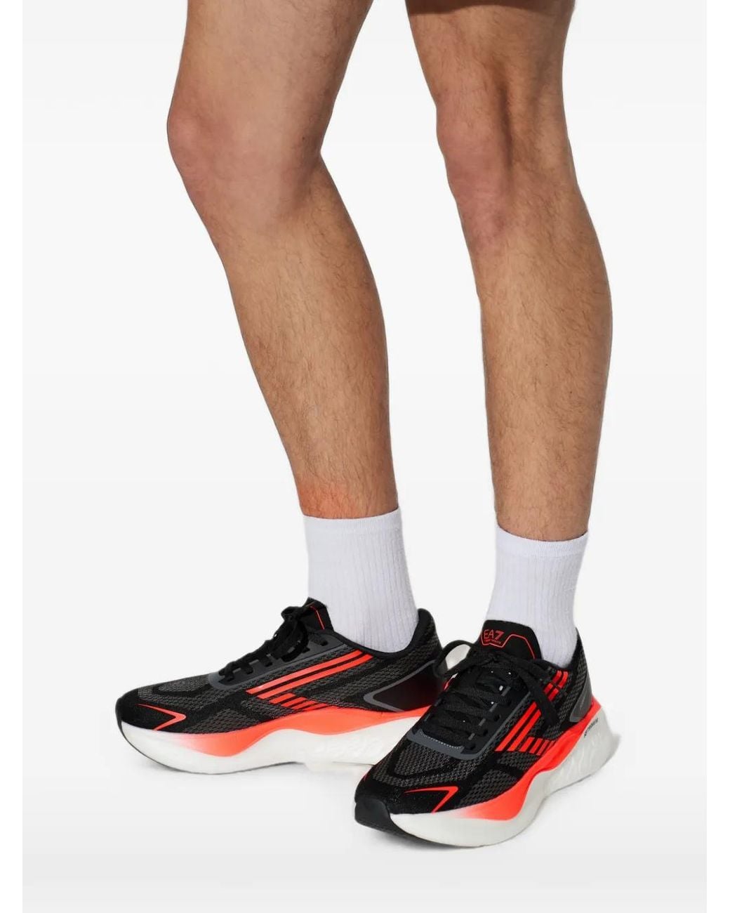 EA7 Red Nitro Wave 2 Logo-Print Panelled Sneakers for men