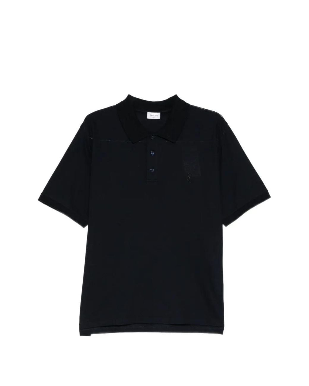 Saint Laurent Black Cassandre Piqué Polo Shirt for men