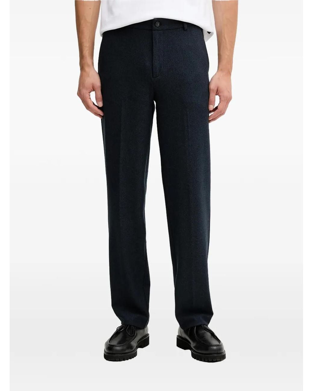 Lindbergh Black Pressed-Crease Tailored Trousers for men