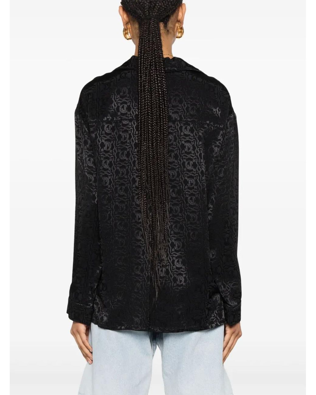 Just Cavalli Black Logo-Jacquard Shirt